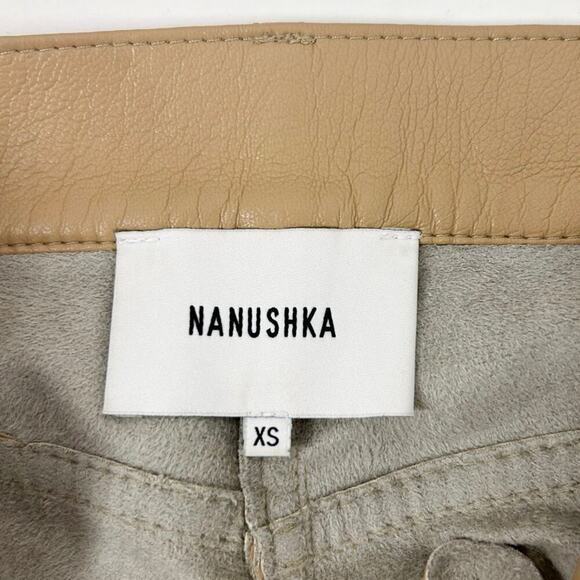 Nanushka Ivy Vegan Leather Trousers in Caramel Straight Leg High Rise - Picture 7 of 8